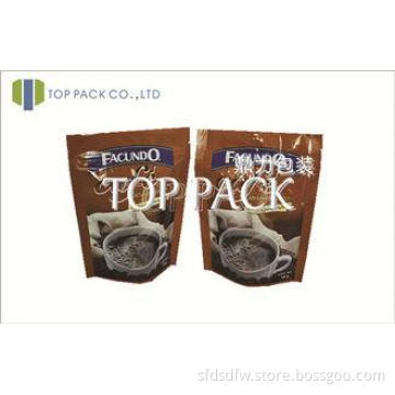Custom Coffee Packaging Bags With Zipper , Brown Printed Co